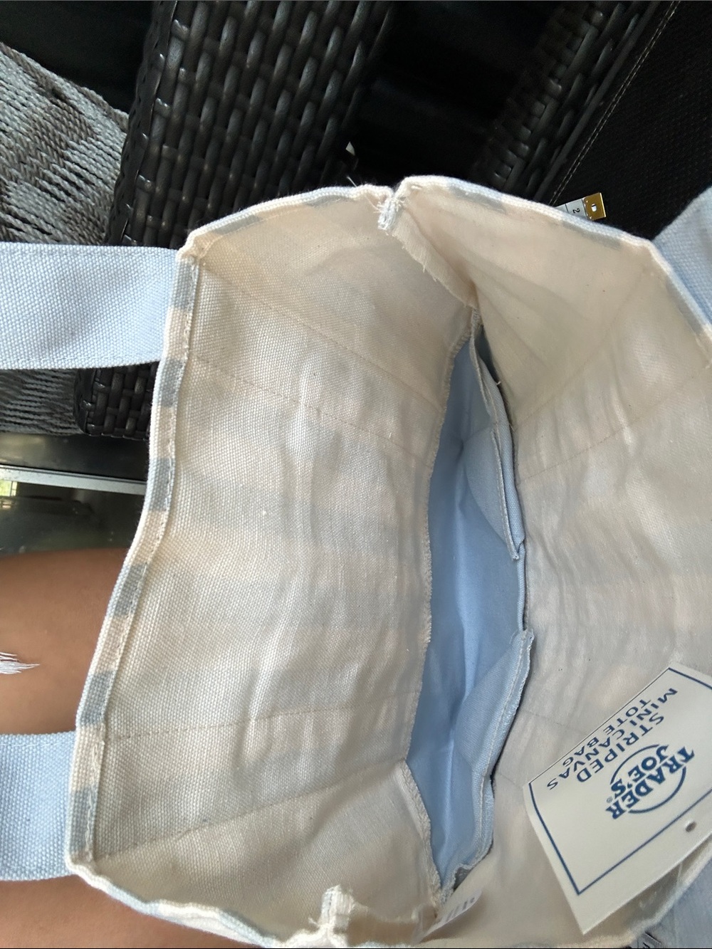 Trader Joe’s light blue mini striped tote - Picture 6 of 6